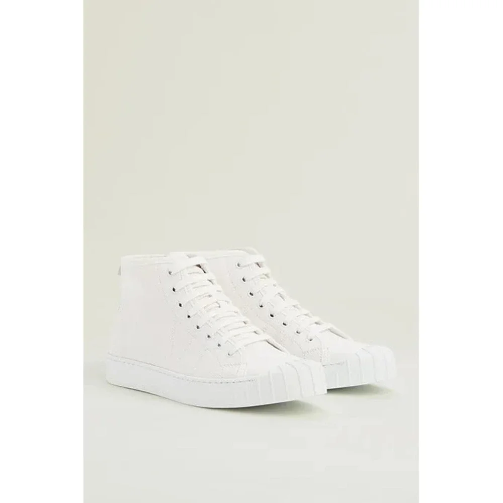 LK Bennett Taylor Canvas High Top Sneakers White Recycled Cotton Size 41 US 10
